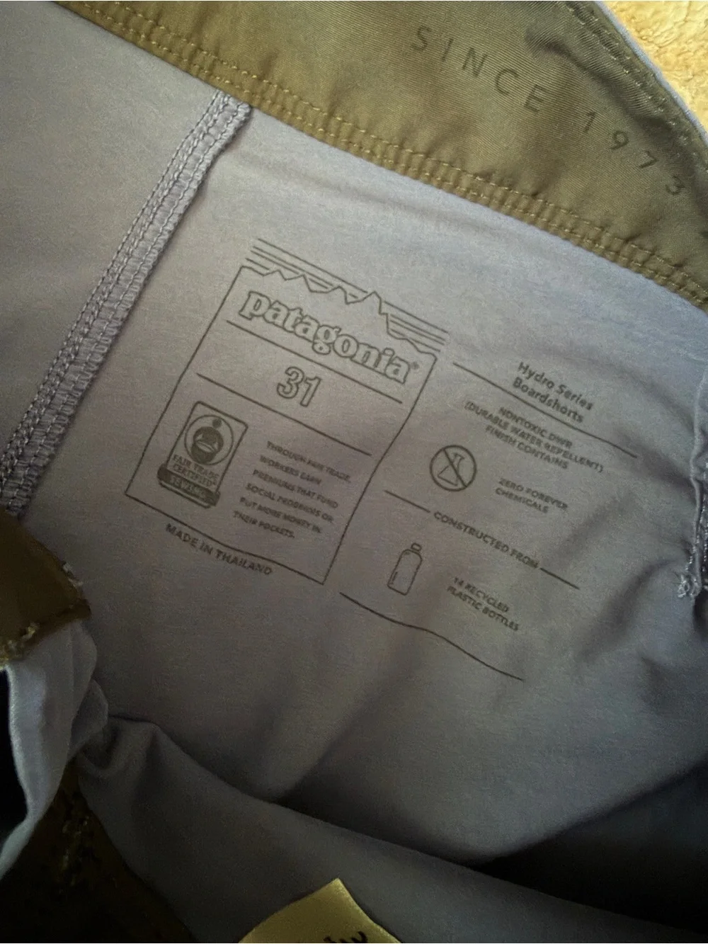 Patagonia Men’s Hydropeak Blue Colorblock Swim Trunks size 31